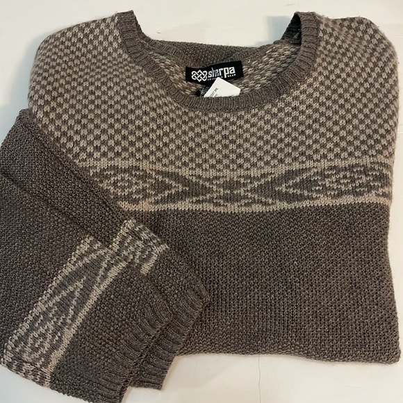 Sherpa Fair Isle Long Sleeve Sweater Midi MAYA Texture Dress Gray women L - Picture 8 of 12